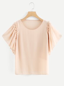 Pearl Beaded Detail Butterfly Sleeve Blouse