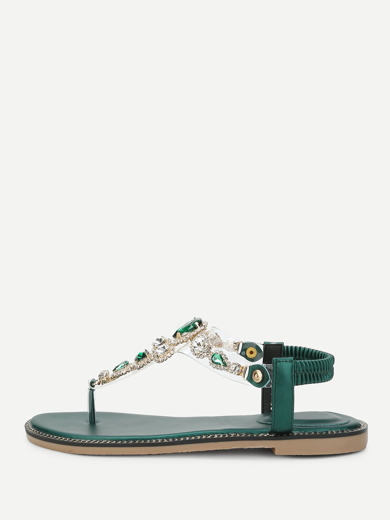 Сандали с прозрачными деталями и хрусталиками