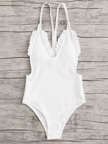 Frill Rib Swimsuit