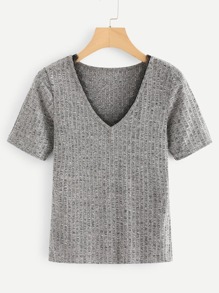 V Neck Ribbed Tee