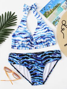 Watercolor Halter Bikini Set