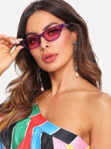 Cat Eye Mirror Lens Sunglasses