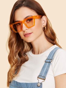 Cat Eye Flat Lens Sunglasses