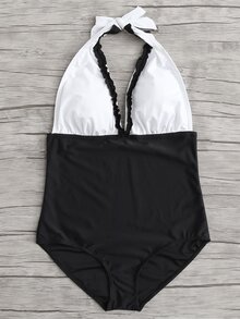Two Tone Frill Swimsuit
