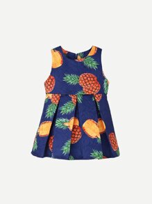 Kids Pineapple Print Jacquard Dress