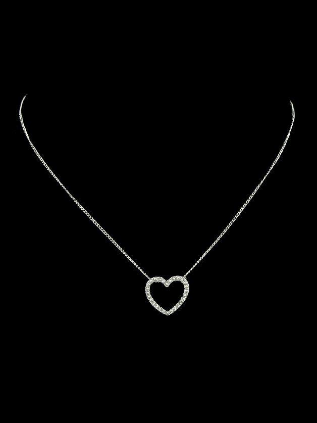 Silver Full Heart Diamond Necklace silver full heart diamond necklace
