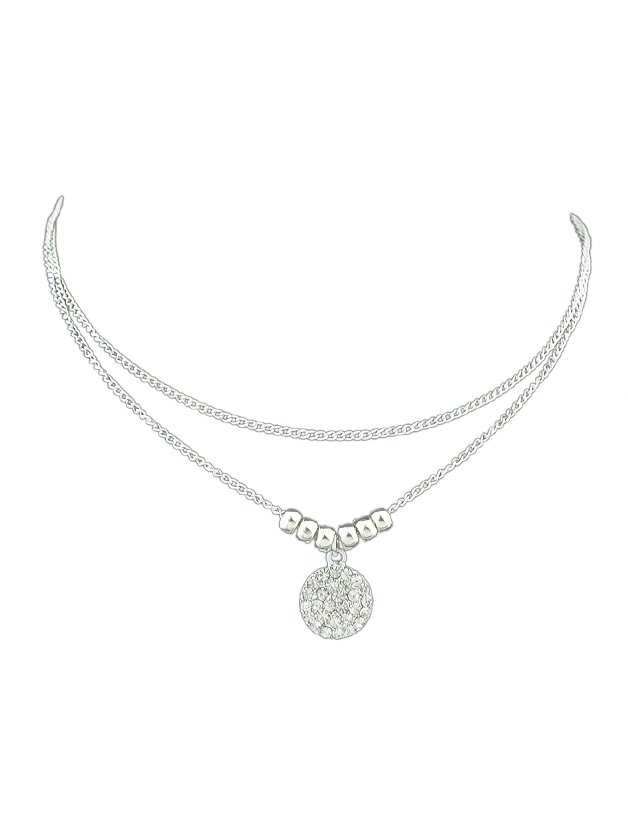 Silver Multilayer Diamond Necklace silver full heart diamond necklace