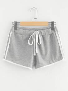 Striped Side Drawstring Waist Shorts