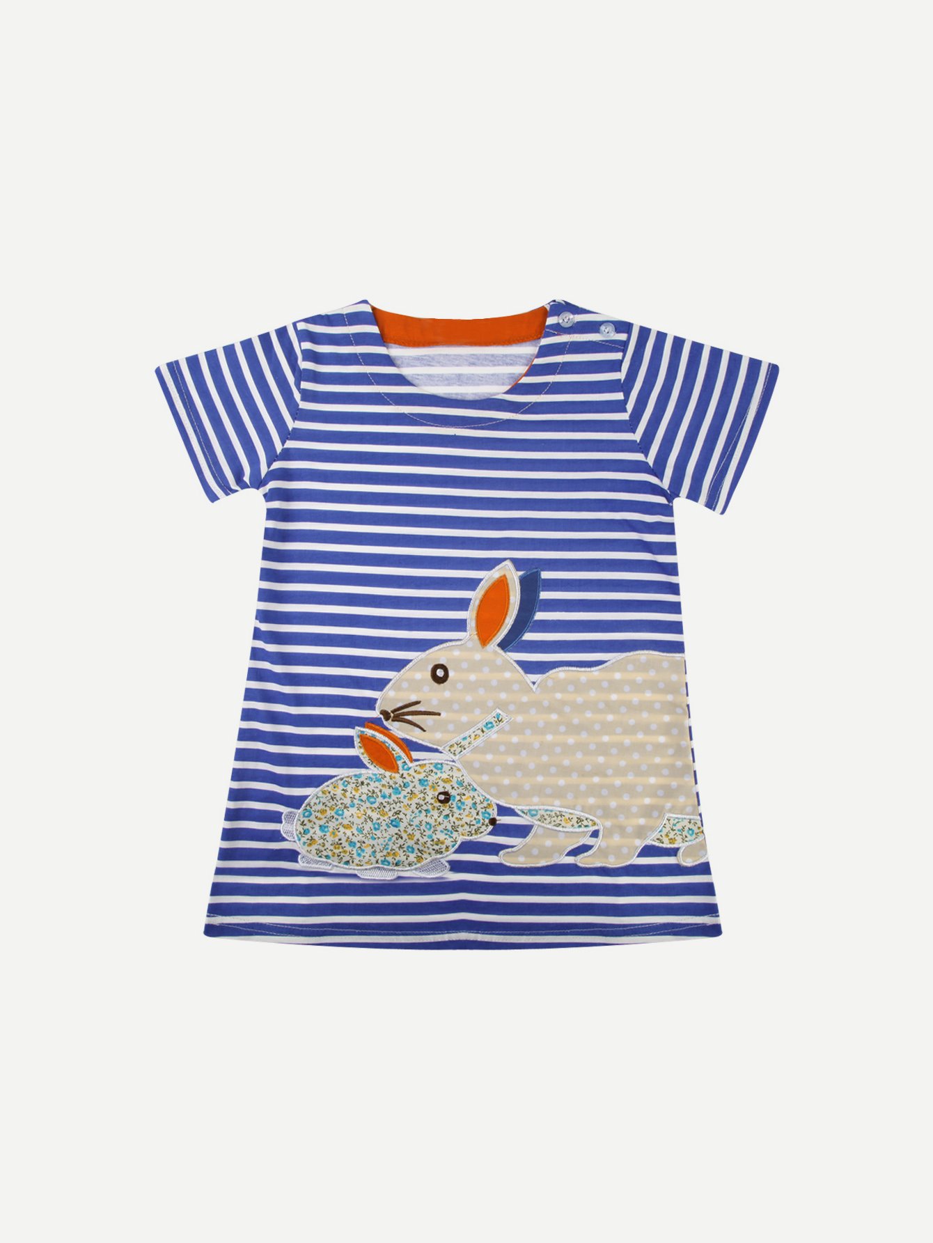 цены Girls Rabbit Embroidery Striped Dress