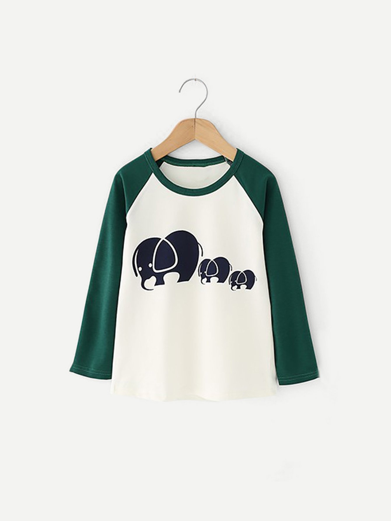 Boys Contrast Raglan Sleeve Cartoon Print Tee