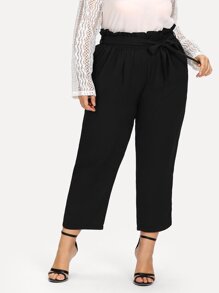 Self Belted Frill Waist Sweatpants