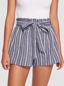 Elastic Waist Pinstripe Shorts