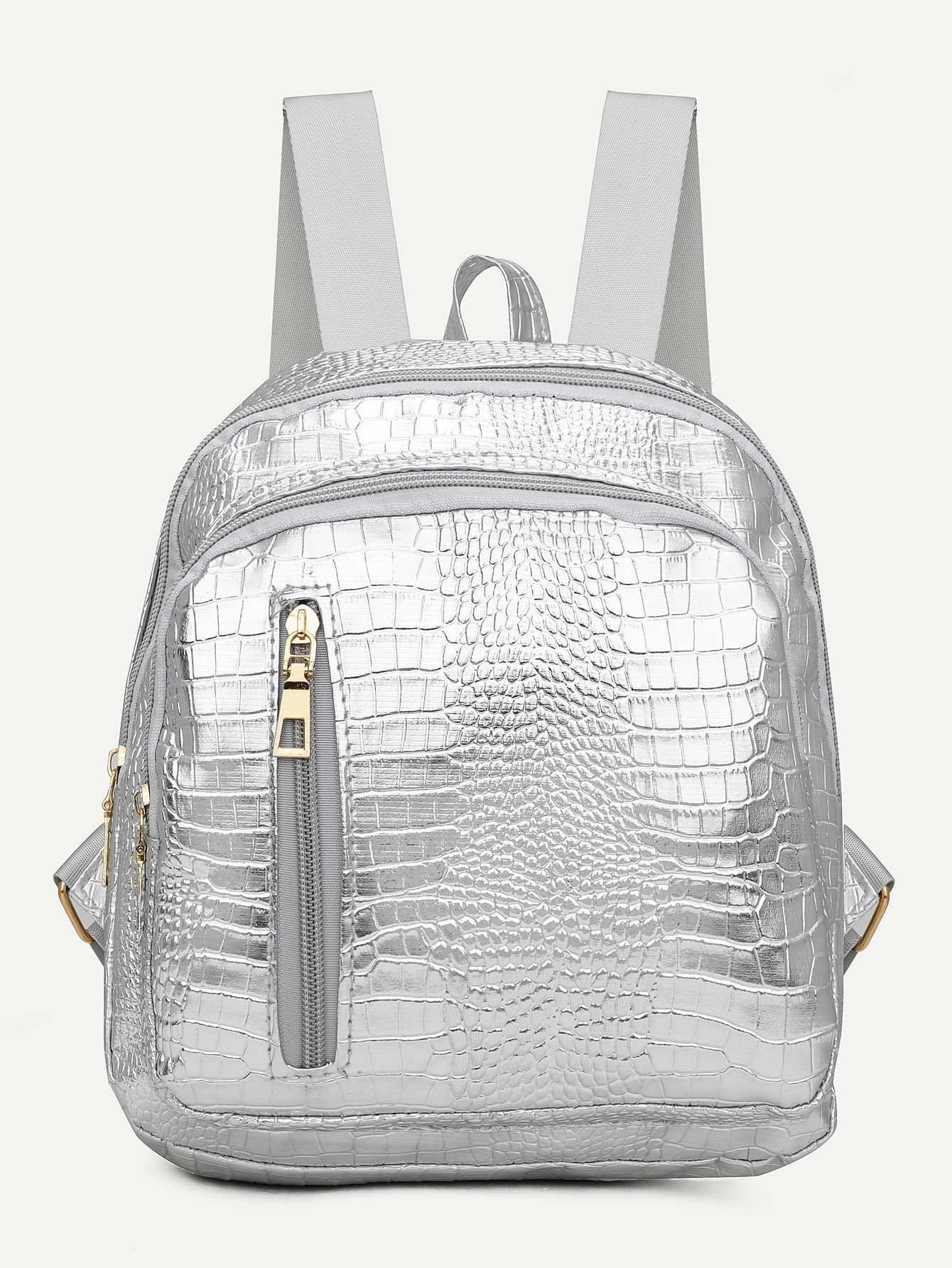 все цены на Metallic Crocodile Textured Backpack онлайн