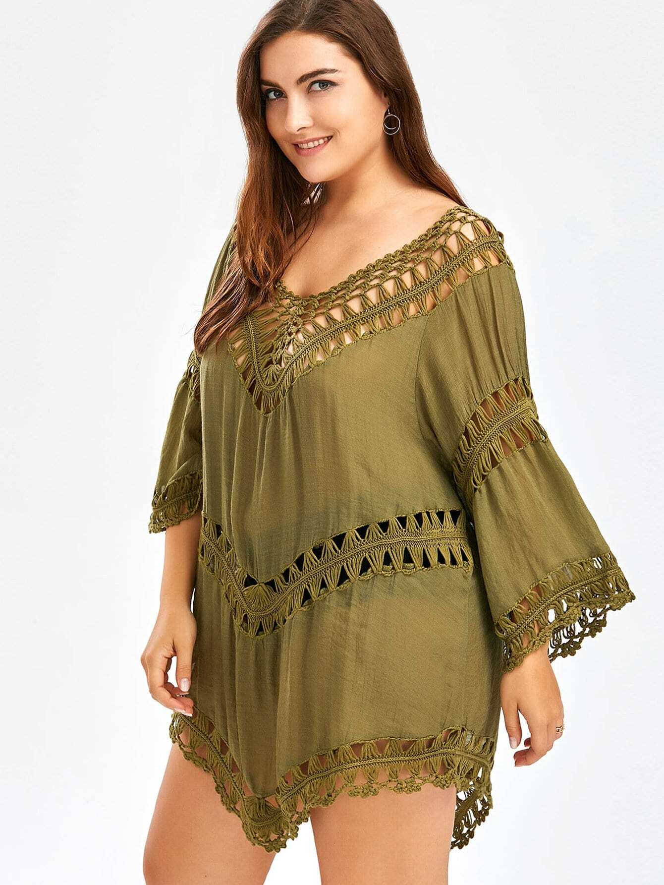 Накидка с вязаными панелями