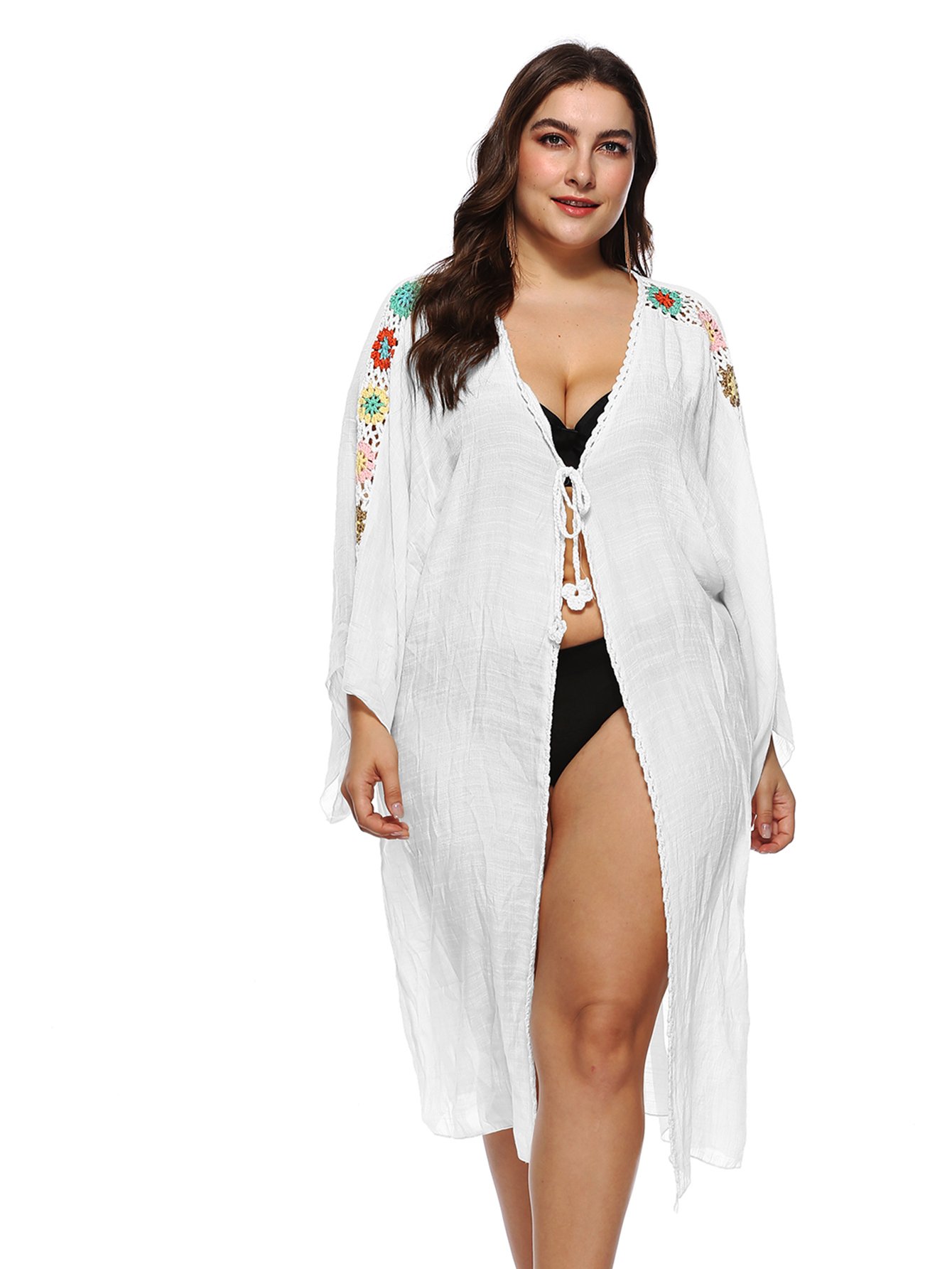 Накидка с вязаными панелями