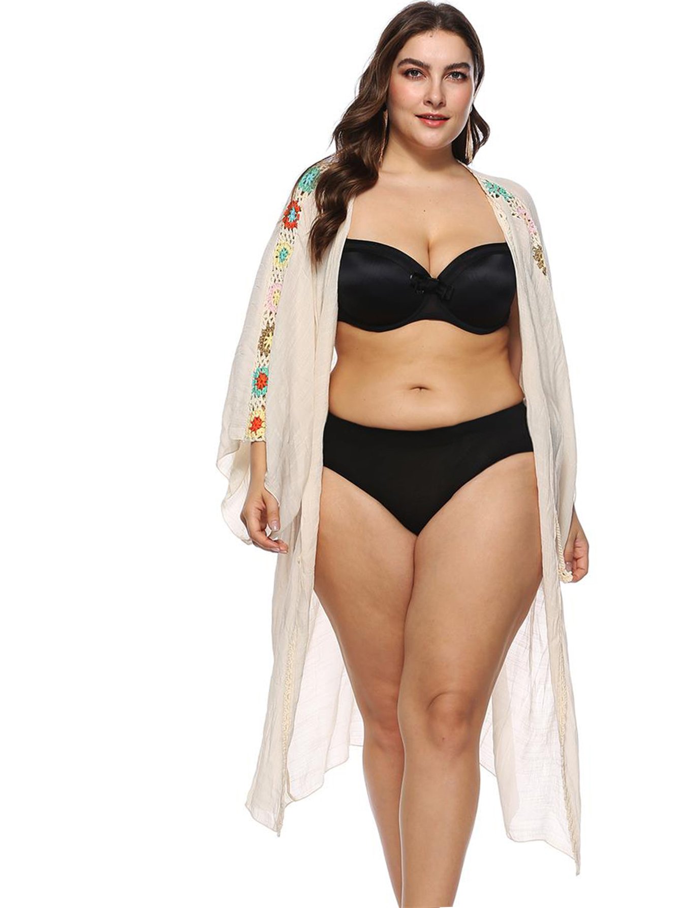 Накидка с вязаными панелями