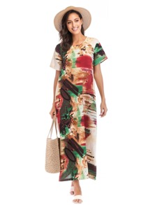 Graphic Print Longline Dress