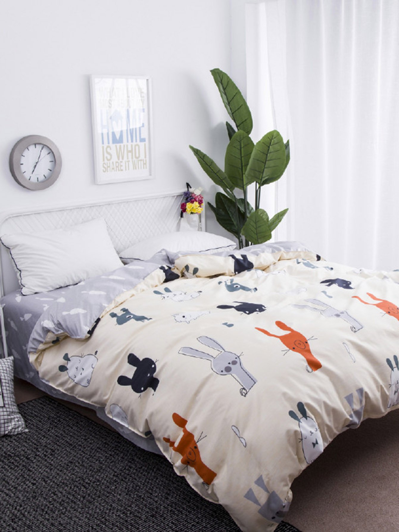 Пододеяльник с принтом цветы