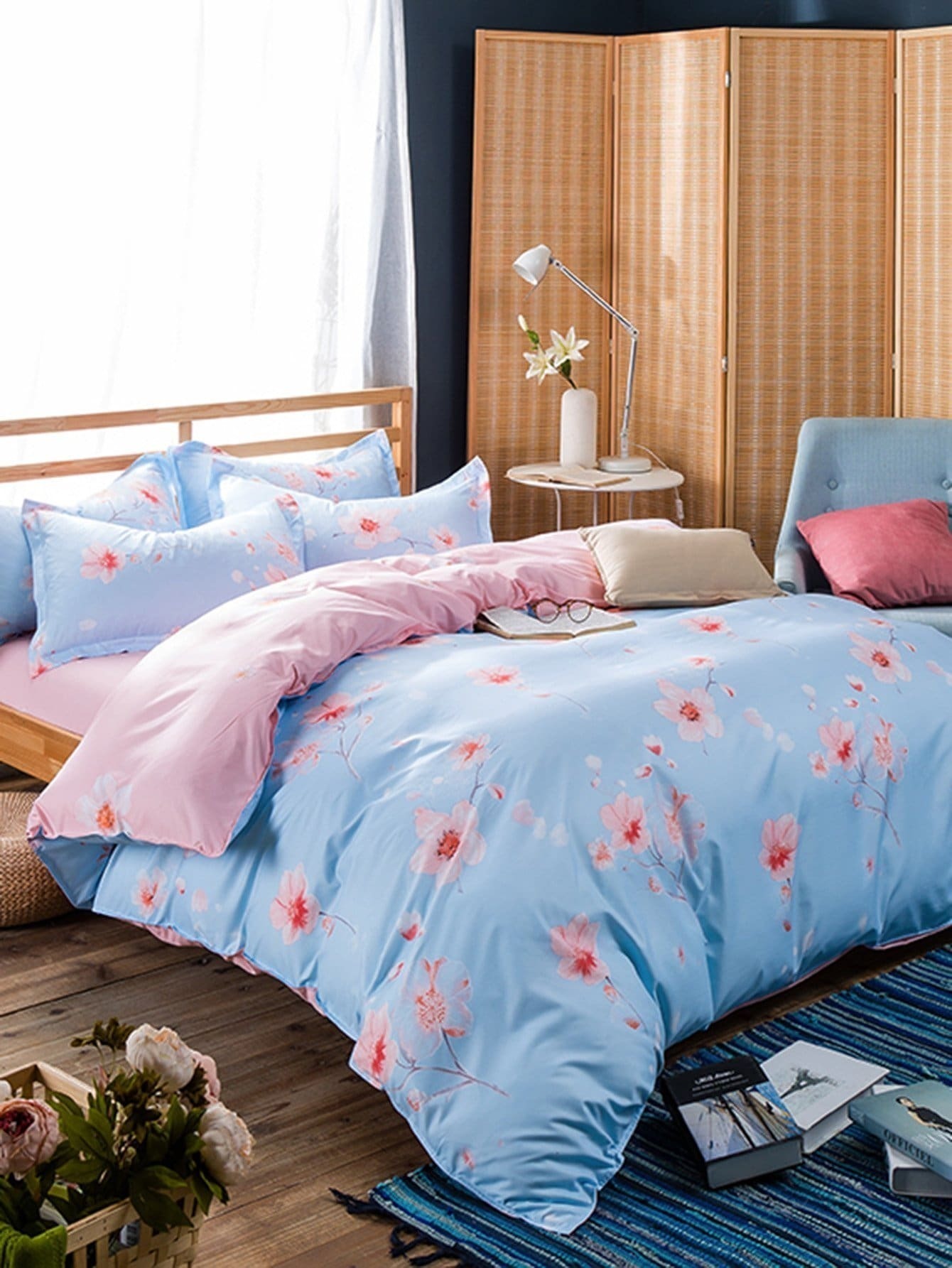 Комплект для кровати с принтом цветы