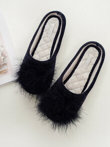 Round Toe Faux Fur Slippers
