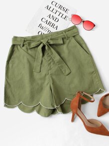 Scallop Hem Knot Shorts