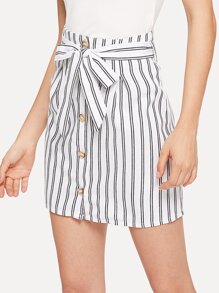 Single Breasted Front Striped Skirt