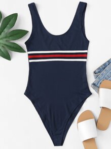Stripe Print Tank Bodysuit