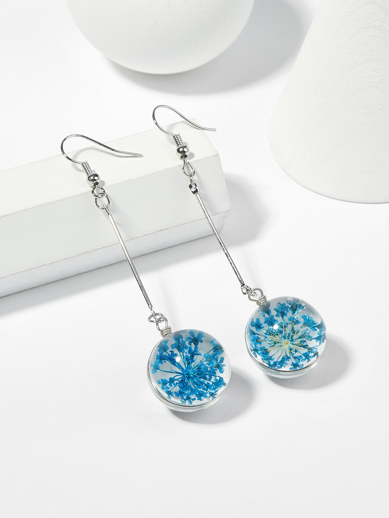 Серьги прозрачный шар кристалл цветы