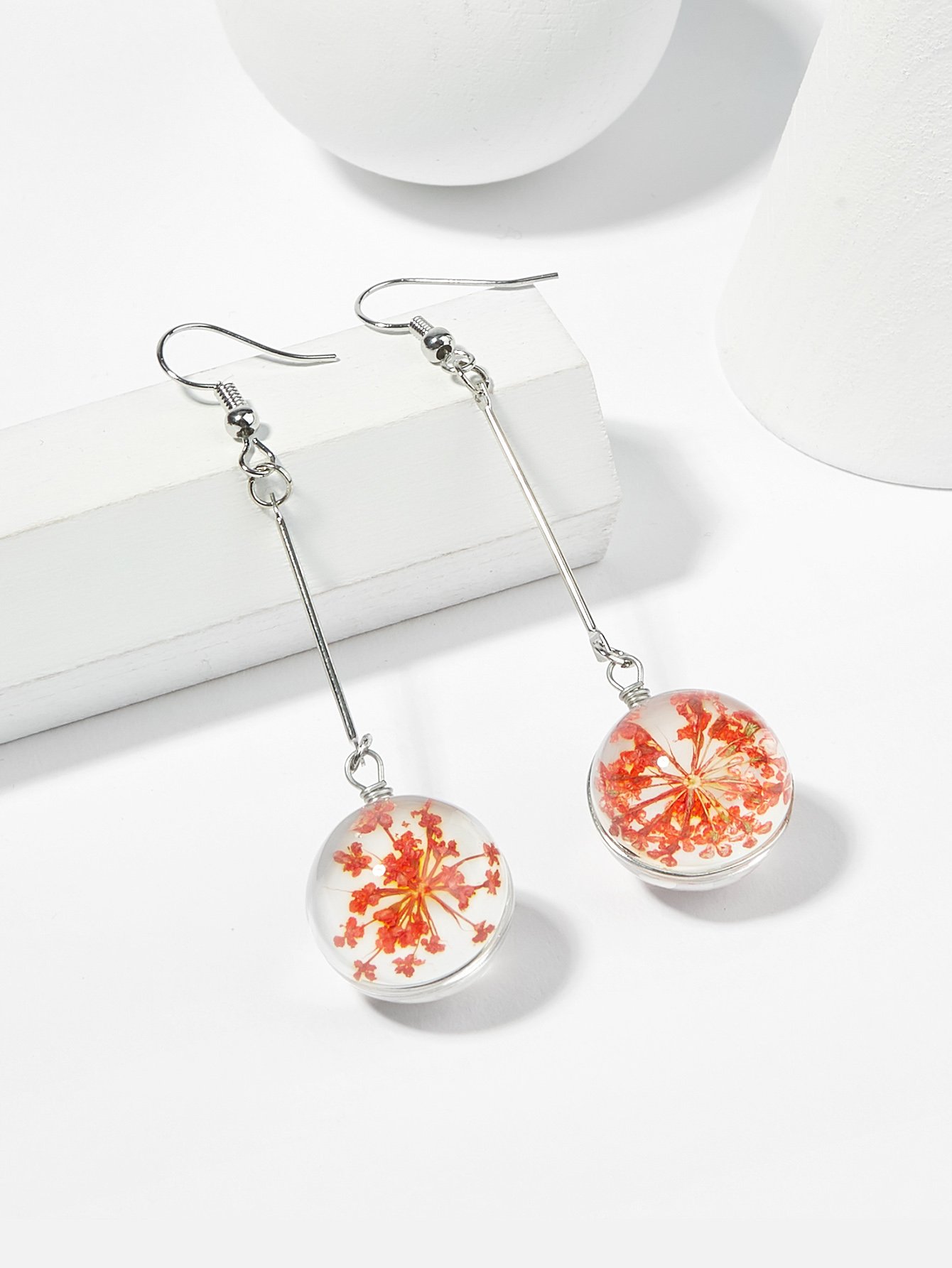 Серьги прозрачный шар кристалл цветы