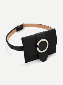 Metal Buckle Belt With Detachable Bag