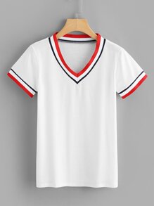 Contrast Stripe Trim Tee