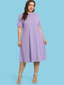 Mock Neck Solid Tunic Dress