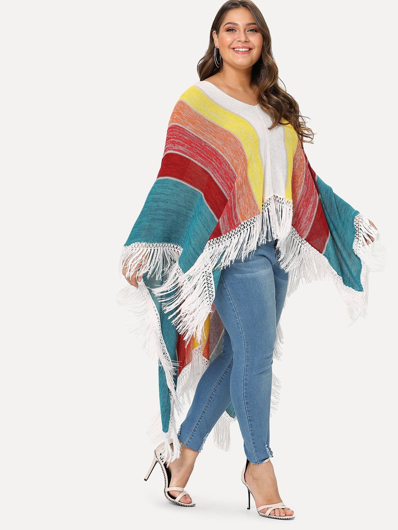 Пончо в полоску