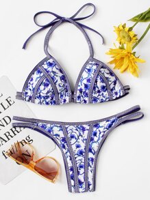 Flower Print Bikini Set