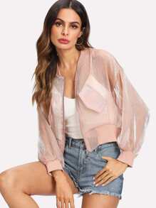 Drop Shoulder See Through Jacket