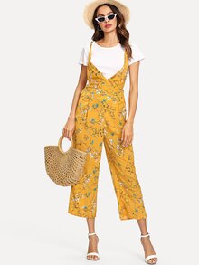 Botanical Print Wide Leg Jumpsuit And Tee