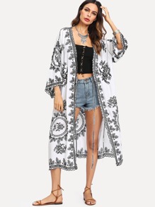 Floral Embroidered Kimono