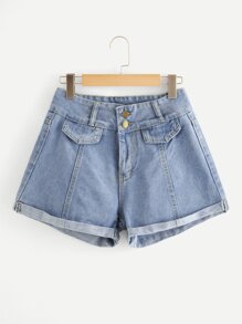 Roll Up Denim Shorts