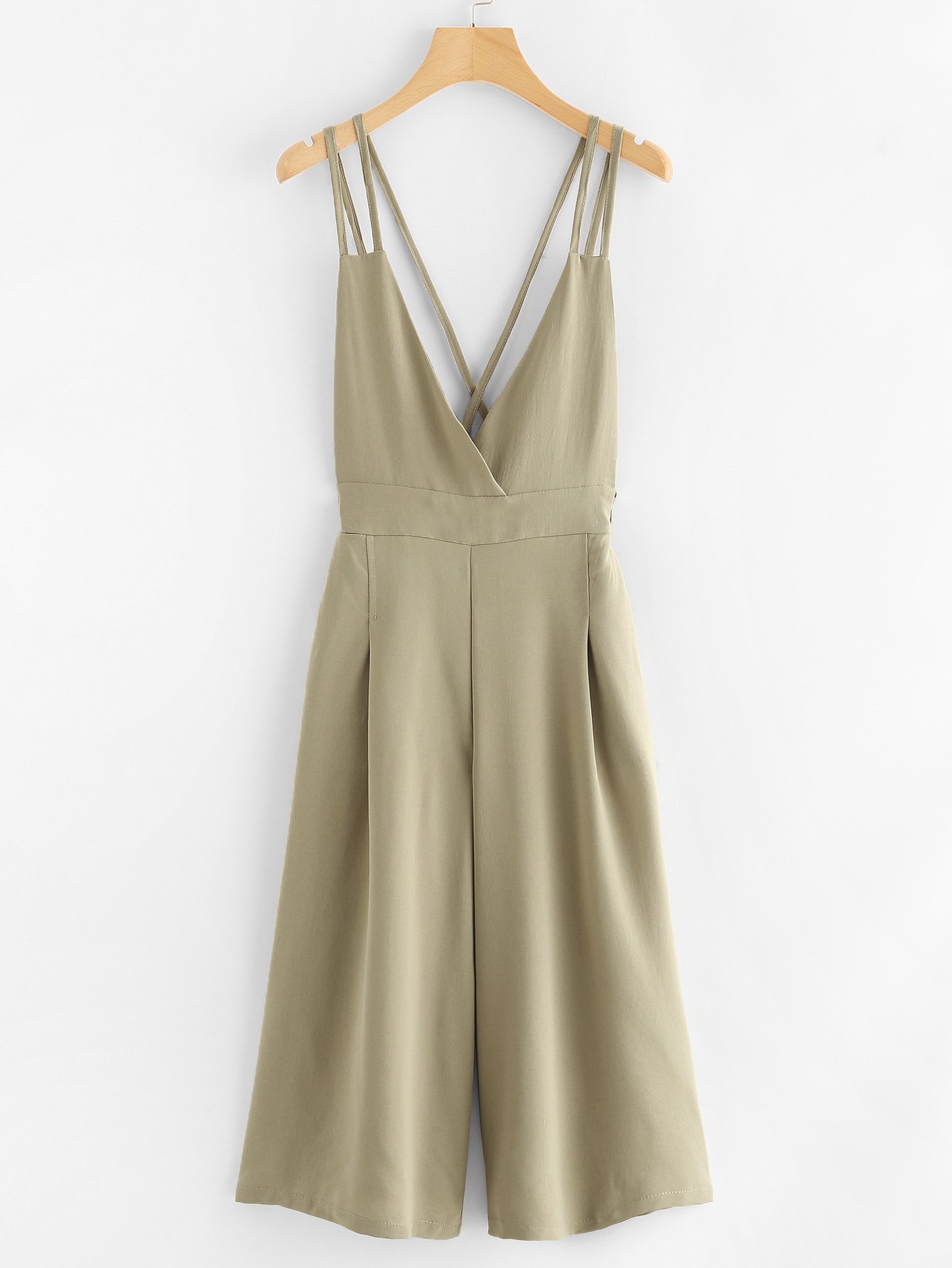 Deep V Neckline Criss Cross Back Jumpsuit