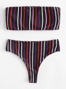 Striped Bandeau Bikini Set