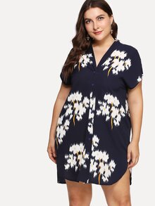 Batwing Sleeve Pocket Side Curved Hem Textured Dress