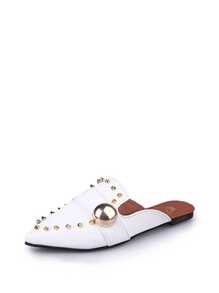Studded Detail Pointed Toe Mules
