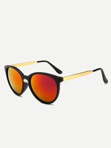 Contrast Frame Mirror Lens Sunglasses