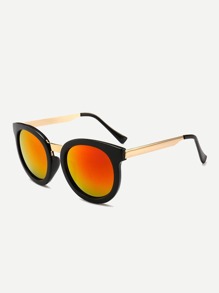 Mirror Lens Contrast Frame Sunglasses