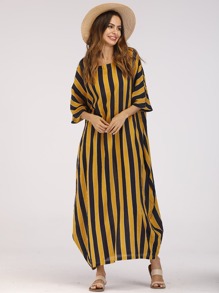 Hidden Pocket Stripe Longline Dress