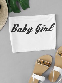 Slogan Print Tube Top