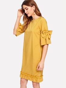 Frill Trim Bow Detail Dress