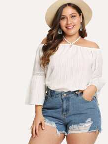 Off Shoulder Lace Panel Top