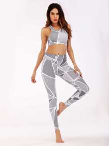 Random Geo Print Top With Leggings