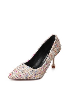 Tweed Kitten Heeled Pumps
